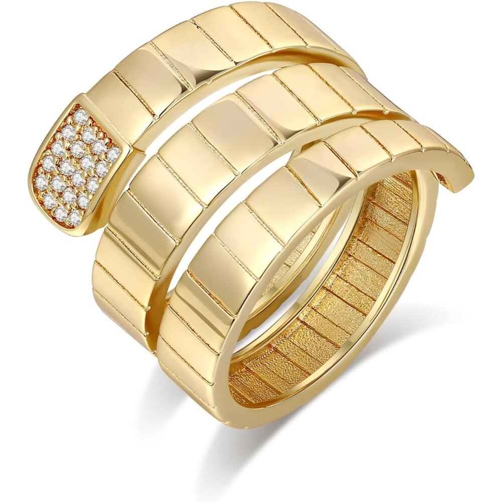 18K Yellow Gold Plated Cubic Zirconia Wedding Band Engagement Promise Ring